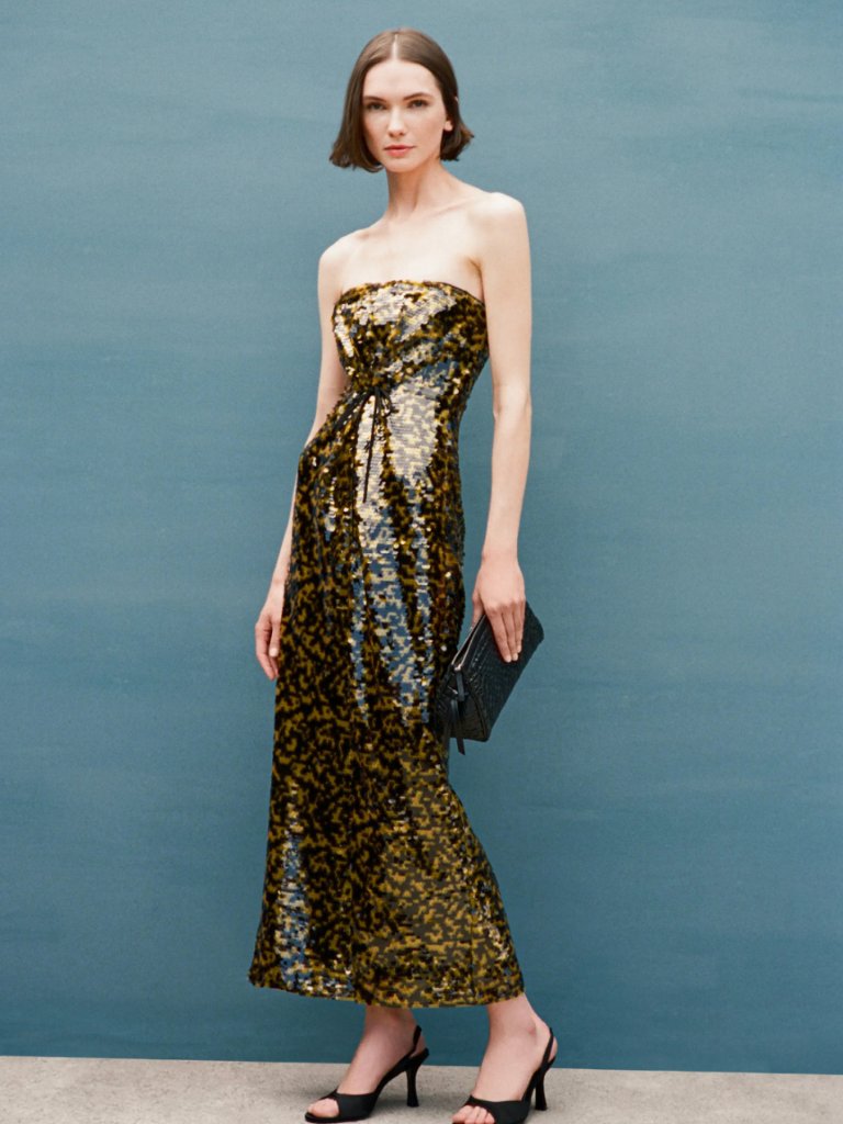 Nwt $600 Staud Cece Sequin Embellished Designer Cocktail Midi Dress 10/Large